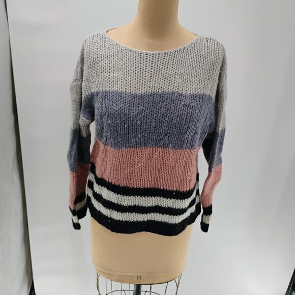 Lucky Brand Sweater Bold Stripe Pullover Multicolor Sz S wool blend - Picture 5 of 13